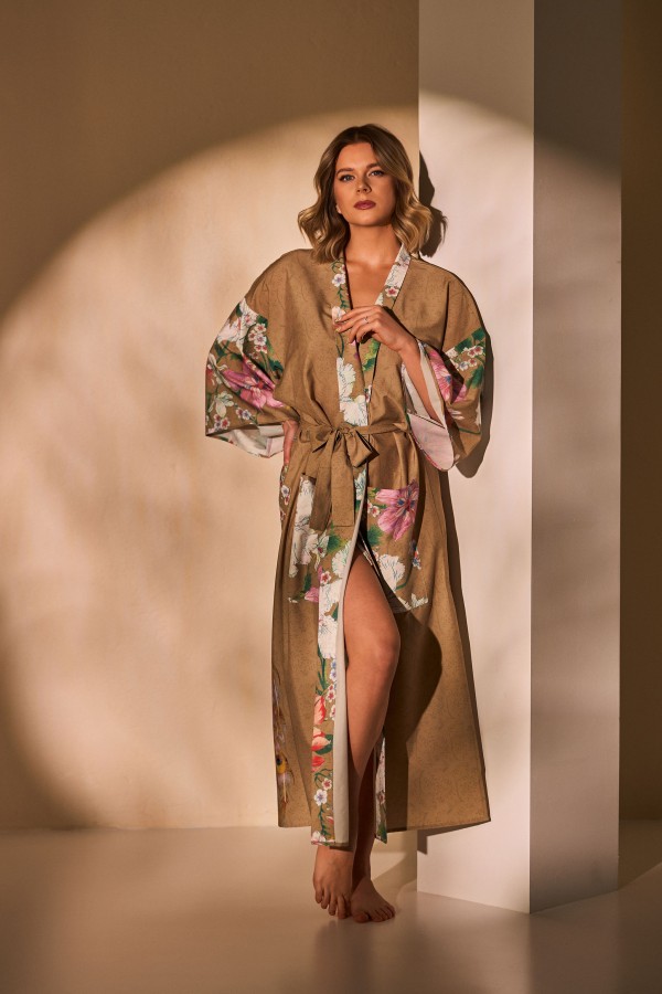 Kimono chalatas NAUJA DIENA- kakavinis