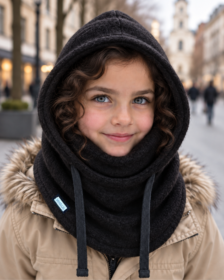 Vilnonė balaclava vaikiška JUODA Vilnonė balaclava vaikiška JUODA