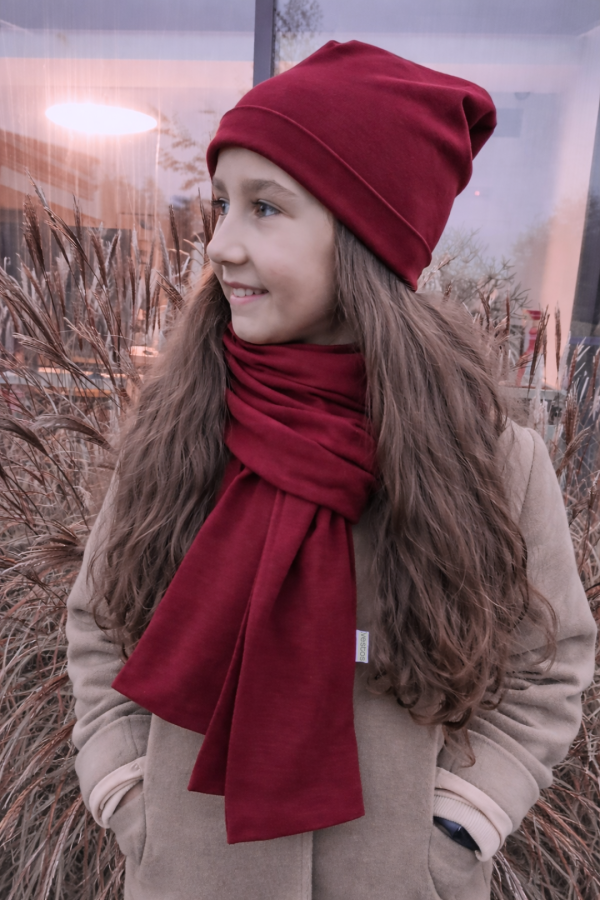 Bordo medvilninis komplektas su šaliku