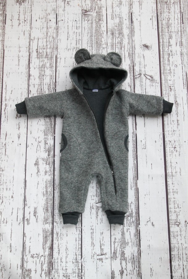 Vilnonis kombinezonas Grey Wool Baby Bear