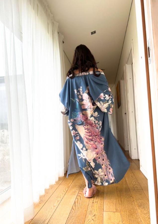 Kimono chalatas NAUJA DIENA- melsvas