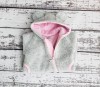 Light Grey Wool Baby Bear - Pink