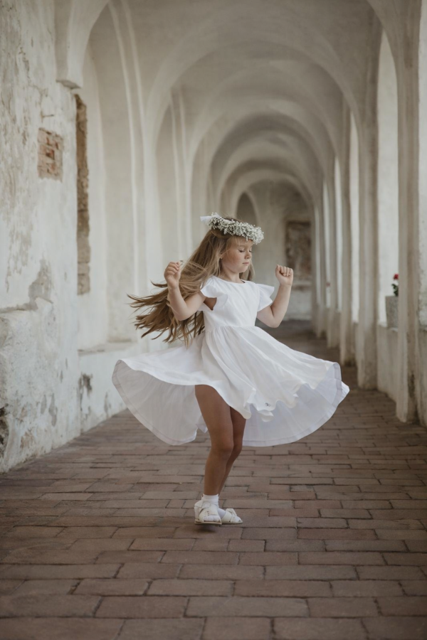 Lininė suknelė PRINCESIŲ VASARA - su kaspinu