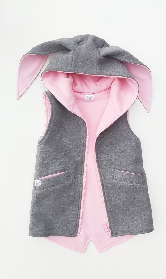 Medvilninė kiškio liemenė Pink Grey Bunny