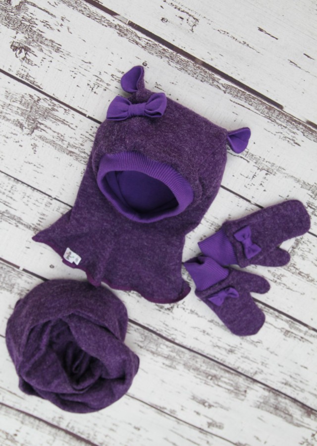 VILNONIS ŠALMAS Purple Teddy Bear Plus