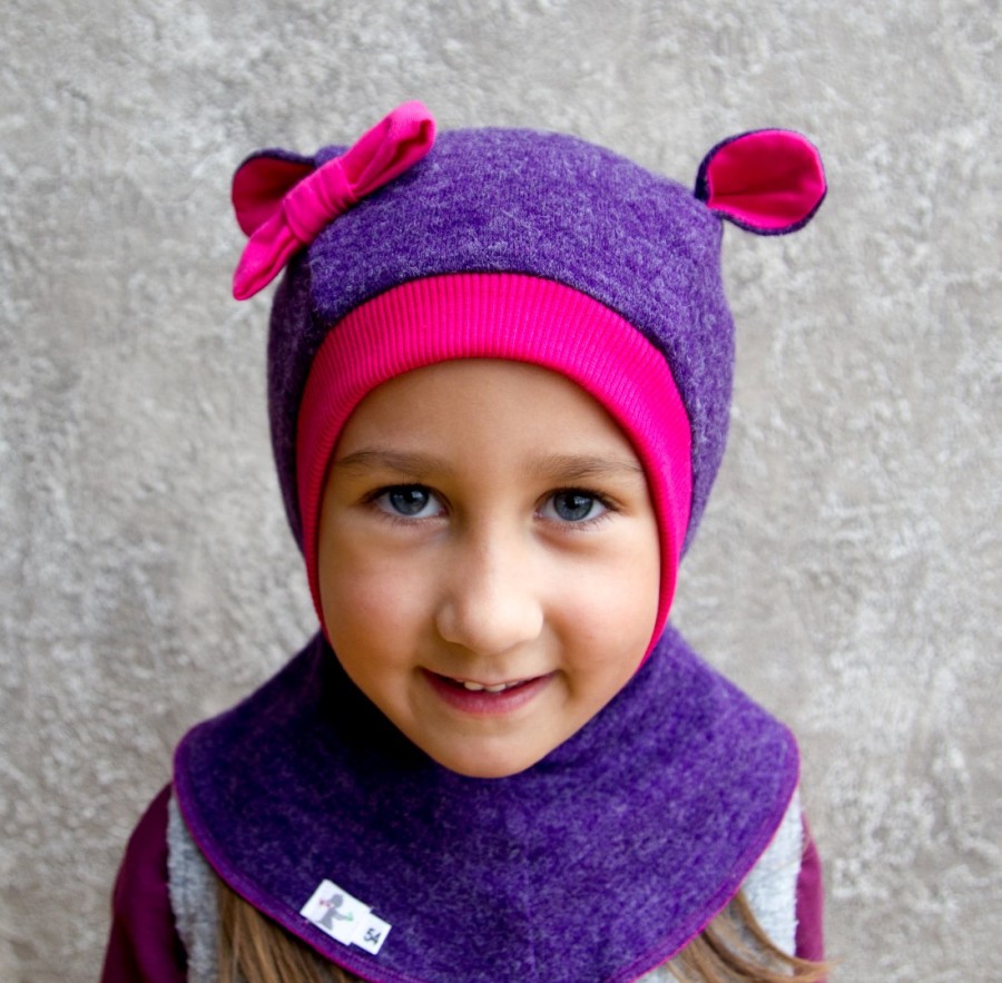 VILNONIS ŠALMAS  Purple - Fuchsia Bear