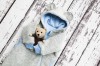 Light Grey Wool Baby Bear - Blue