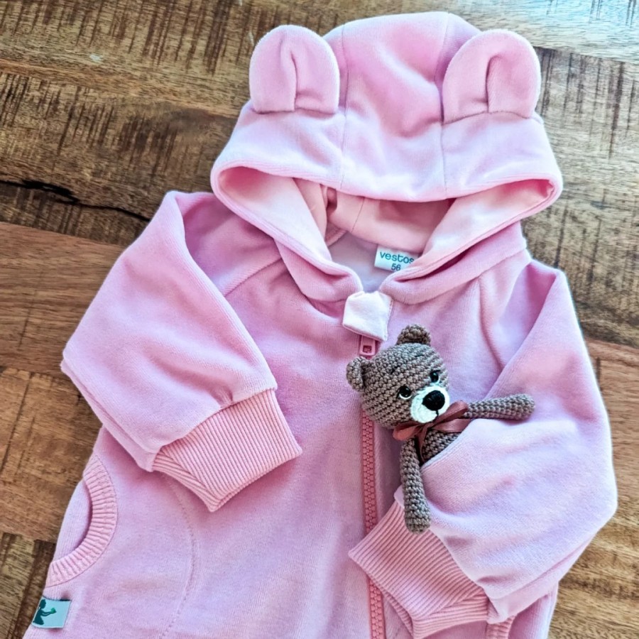 Veliūrinis meškiuko kombinezonas Pink Teddy