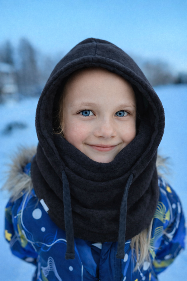 Vilnonė balaclava vaikiška JUODA