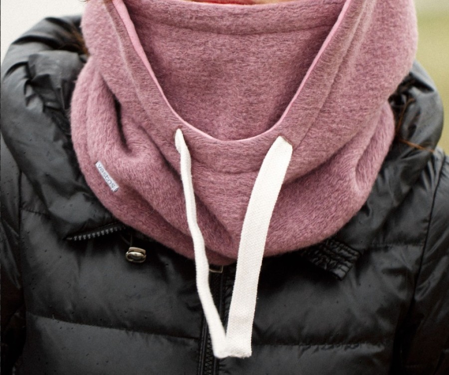 Vilnonė balaclava vaikiška ROŽINĖ