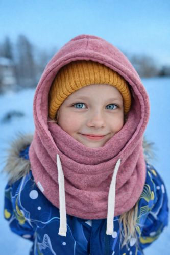 Vilnonė balaclava vaikiška ROŽINĖ