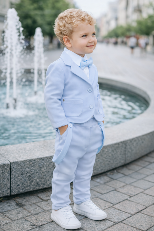 Žydras dangaus kostiumėlis su švarku